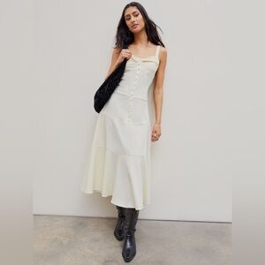 Solid Texture Button Ruched Cami Maxi Dress